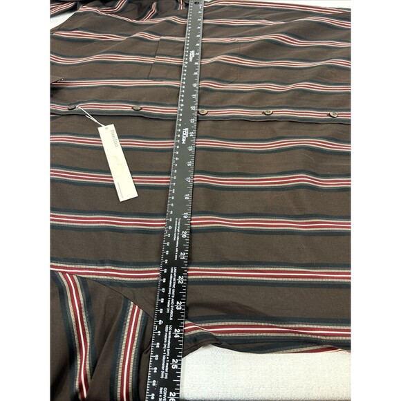 Perry Ellis Mens Size L Brown Stripe Button Up Shirt Long Sleeve NWT 100% Cotton - Picture 8 of 9